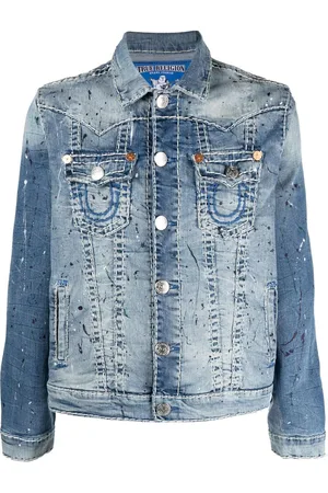 True Religion Men Denim Jackets - Paint splatter-print denim jacket