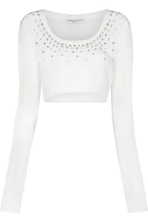 Alessandra Rich Crystal-embellished cropped jumper