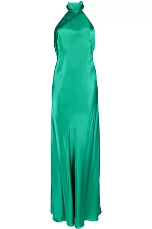 Michelle Mason Backless halter-neck tie gown