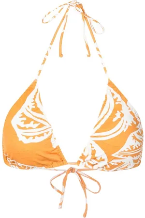 CLUBE BOSSA Leaf-print halterneck bikini-top