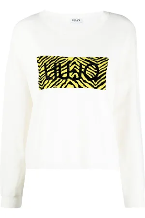 Liu Jo Crystal-logo zebra-print jumper