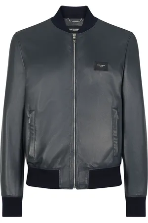 Dolce & Gabbana Logo-plaque leather bomber jacket