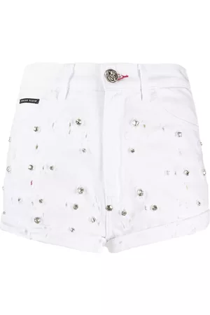 Philipp Plein High-rise crystal-embellished shorts