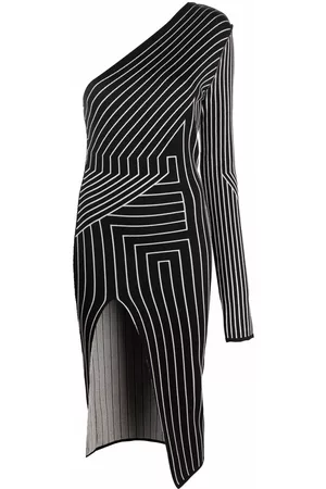 Rick Owens Geometric stripe one-shoulder dress