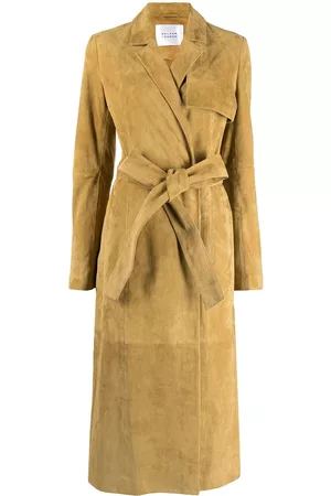 GALVAN Belted suede trench coat