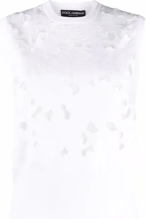 Dolce & Gabbana Floral-embroidery open-work tank top