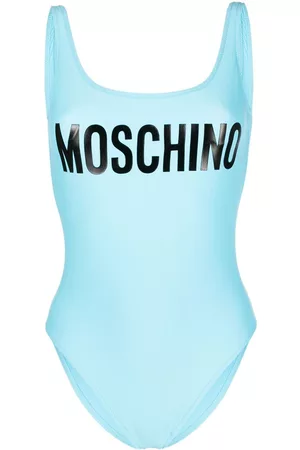 Moschino logo-plaque Belted Swimsuit - Farfetch