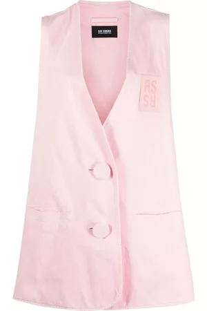 RAF SIMONS Denim oversized logo patch gilet