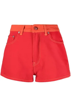 Ganni Contrasting waistband denim shorts