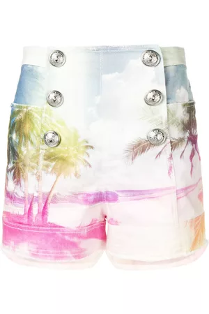 Balmain Printed denim shorts