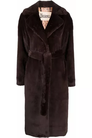 HERNO Women Coats - Belted faux fur coat