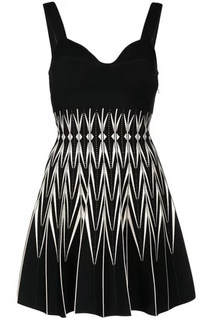 Alexander McQueen Two-tone zig-zag print dress