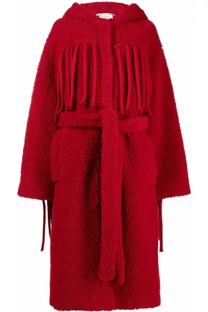 Stella McCartney Fringed belted teddy coat