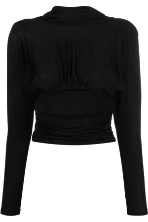 Saint Laurent Cropped cowl-back top