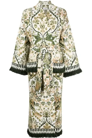 Etro Floral-print wrap coat