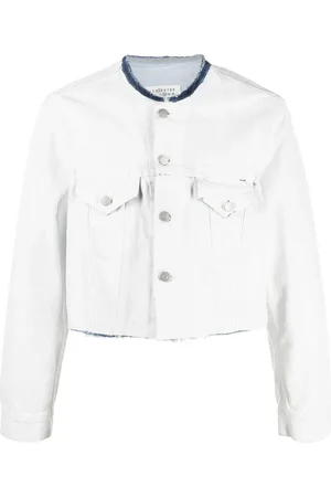 Maison Margiela Collarless cropped denim jacket