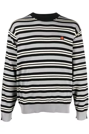 Kenzo Floral-embroidered striped jumper