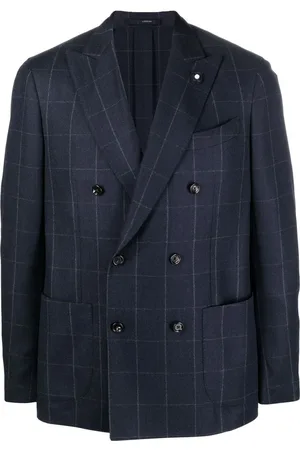 LARDINI Double-breasted checked blazer