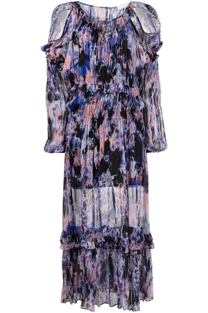 IRO Janan abstract-print plissé dress