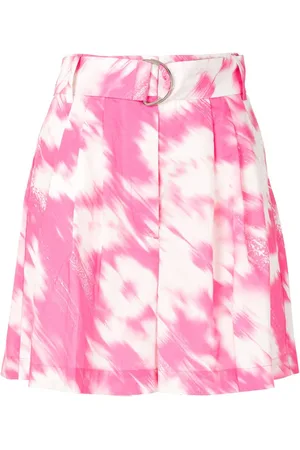 Msgm Painterly-print belted shorts