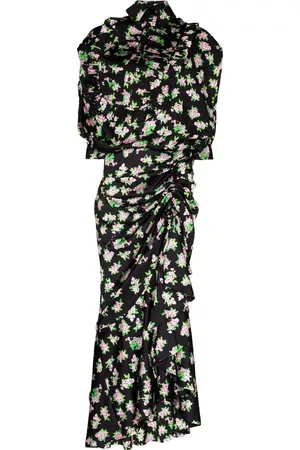 Natasha Zinko Pixel flower-print draped maxi dress