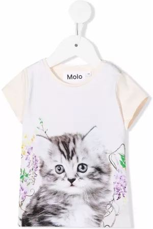 Molo Kitten-motif organic-cotton T-Shirt