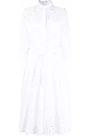 VALENTINO GARAVANI Floral-lace pleated shirt-dress