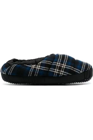 Emporio Armani Logo-embroidered tartan slippers