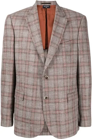 N.PEAL Plaid-check print button blazer
