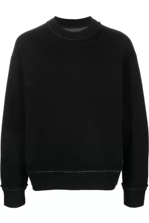 SACAI Crew-neck logo-plaque jumper