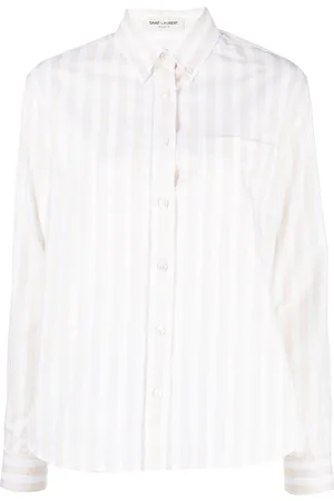 Saint Laurent Embroidered-logo striped shirt