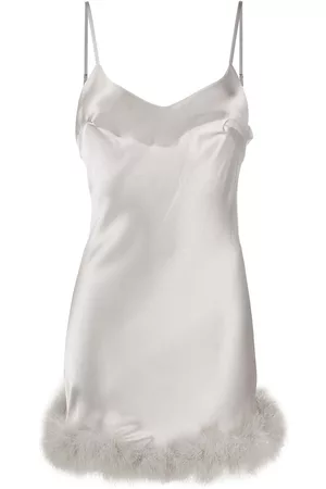 Gilda & Pearl Feather-trimmed satin cami dress