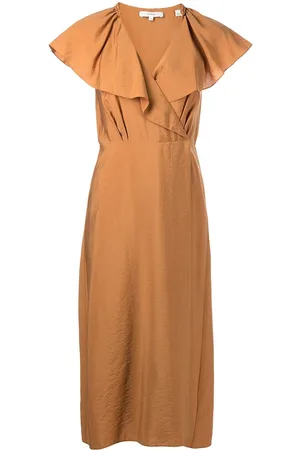 Vince Ruffled wrap midi dress