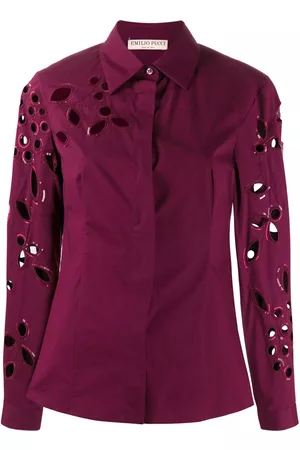 Puccini Sequin trimmed cut-out blouse