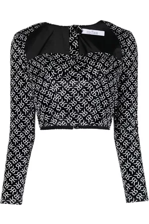 Rokh Monogram-print bustier corset top