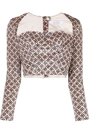 Rokh Monogram-print bustier corset top