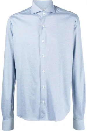 Orian Spread-collar cotton-cashmere shirt