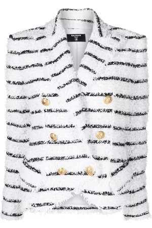Balmain Striped trurex-tweed jacket