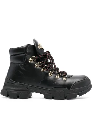 Moschino Logo-plaque lace-up ankle boots