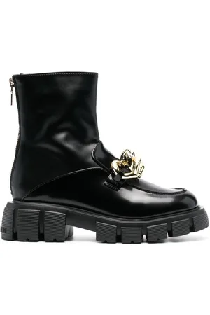 Moschino Chain-embellished leather boots