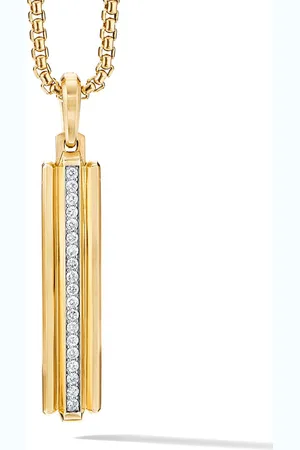 David Yurman 18kt yellow Deco Ingot diamond pendant necklace