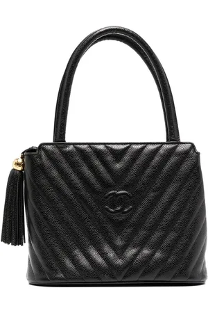 CHANEL 1992 CC V-stitch top-handle bag