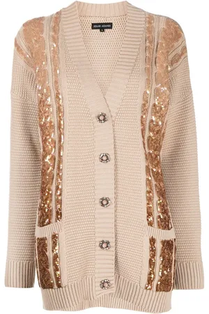 Izaak Azanei Sequin-embellished cable-knit cardigan