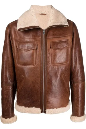 IRO Shearling-trim leather jacket