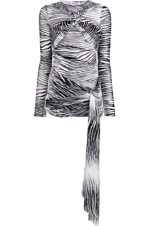 The Attico Tiger-print mesh mini dress
