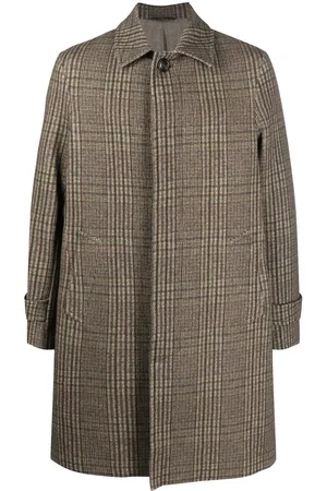 Circolo Men Coats - Tartan check pattern coat