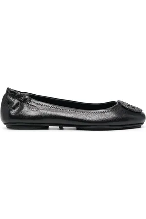 Tory Burch Logo-plaque leather ballerina pumps