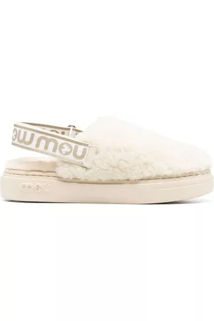 Mou Women Slippers - Shearling slingback-strap slippers