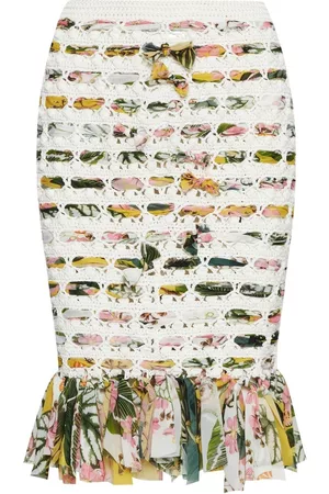 Oscar de la Renta Floral-print crochet skirt