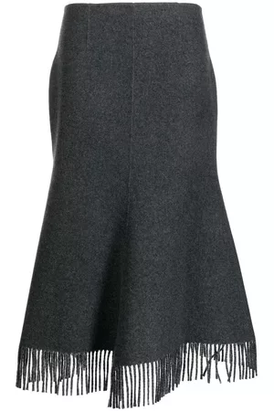 GOEN.J Fringed A-line wool-blend skirt